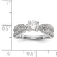 14k White Gold Peg Set Simulated Diamond By Pass Engagement Ring
