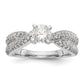 14k White Gold Peg Set Simulated Diamond By Pass Engagement Ring