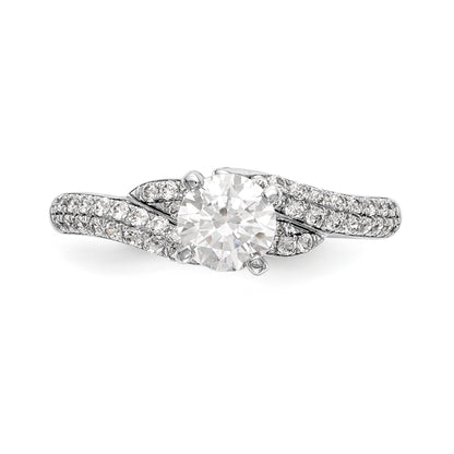 14k White Gold Peg Set Simulated Diamond By Pass Engagement Ring