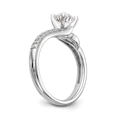 14k White Gold Peg Set Simulated Diamond By Pass Engagement Ring