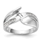 14k White Gold Simulated Diamond By Pass Engagement Ring