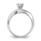 14k White Gold Peg Set Simulated Diamond By Pass Engagement Ring