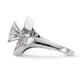 14k White Gold Peg Set Simulated Diamond By Pass Engagement Ring