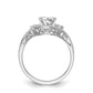 14k White Gold Peg Set Simulated Diamond By Pass Engagement Ring