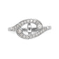 14k White Gold Peg Set Simulated Diamond By Pass Engagement Ring