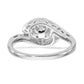 14k White Gold Peg Set Simulated Diamond By Pass Engagement Ring