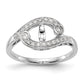 14k White Gold Peg Set Simulated Diamond By Pass Engagement Ring