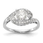 14k White Gold Peg Set Simulated Diamond By Pass Engagement Ring