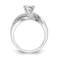 14k White Gold Peg Set Simulated Diamond By Pass Engagement Ring