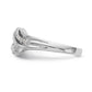 14k White Gold Peg Set Simulated Diamond By Pass Engagement Ring