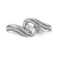 14k White Gold Peg Set Simulated Diamond By Pass Engagement Ring