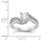 14k White Gold Peg Set Simulated Diamond By Pass Engagement Ring