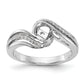14k White Gold Peg Set Simulated Diamond By Pass Engagement Ring