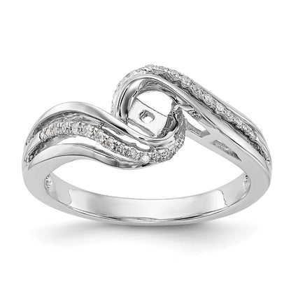 14k White Gold Peg Set Simulated Diamond By Pass Engagement Ring