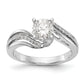14k White Gold Peg Set Simulated Diamond By Pass Engagement Ring