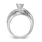 14k White Gold Peg Set Simulated Diamond By Pass Engagement Ring