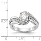 14k White Gold Peg Set Simulated Diamond By Pass Engagement Ring