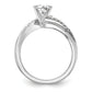 14k White Gold Peg Set Simulated Diamond By Pass Engagement Ring