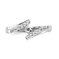 14k White Gold Peg Set Simulated Diamond By Pass Engagement Ring