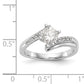 14k White Gold Peg Set Simulated Diamond By Pass Engagement Ring