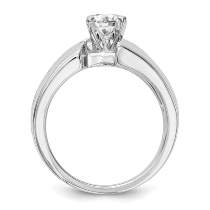 14k White Gold Peg Set Simulated Diamond By Pass Engagement Ring