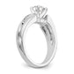 14k White Gold Peg Set Simulated Diamond By Pass Engagement Ring