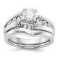 14k White Gold Peg Set Simulated Diamond By Pass Engagement Ring