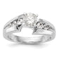14k White Gold Peg Set Simulated Diamond By Pass Engagement Ring