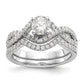14k White Gold Diamond Round CZ By Pass Engagement Ring