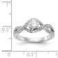 14k White Gold Diamond Round CZ By Pass Engagement Ring