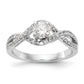 14k White Gold Diamond Round CZ By Pass Engagement Ring