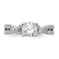 14k White Gold Diamond Round CZ By Pass Engagement Ring