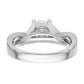 14k White Gold Diamond Round CZ By Pass Engagement Ring
