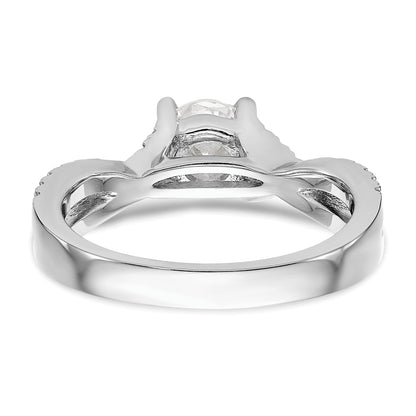 14k White Gold Diamond Round CZ By Pass Engagement Ring