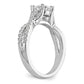 14k White Gold Diamond Round CZ By Pass Engagement Ring