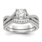 14k White Gold Diamond Round CZ By Pass Engagement Ring