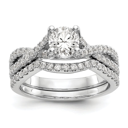 14k White Gold Diamond Round CZ By Pass Engagement Ring