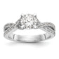 14k White Gold Diamond Round CZ By Pass Engagement Ring