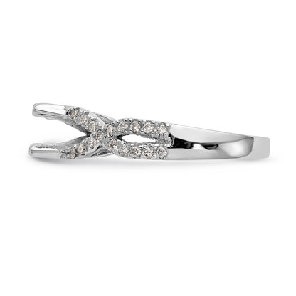 14k White Gold Diamond Round CZ Criss Cross Engagement Ring