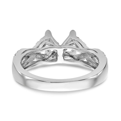 14k White Gold Diamond Round CZ Criss Cross Engagement Ring