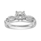 14k White Gold Diamond Round CZ Criss Cross Engagement Ring