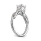 14k White Gold Diamond Round CZ Criss Cross Engagement Ring
