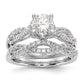 14k White Gold Diamond Round CZ Criss Cross Engagement Ring