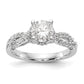 14k White Gold Diamond Round CZ Criss Cross Engagement Ring