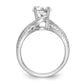 14k White Gold Diamond Round CZ Criss Cross Engagement Ring