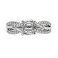 14k White Gold Diamond Round CZ Criss Cross Engagement Ring