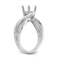 14k White Gold Diamond Round CZ Criss Cross Engagement Ring