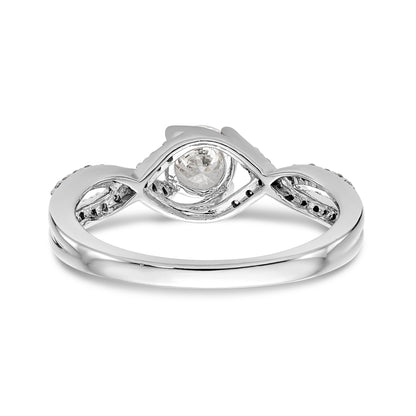 14k White Gold Diamond Round CZ Criss Cross Engagement Ring