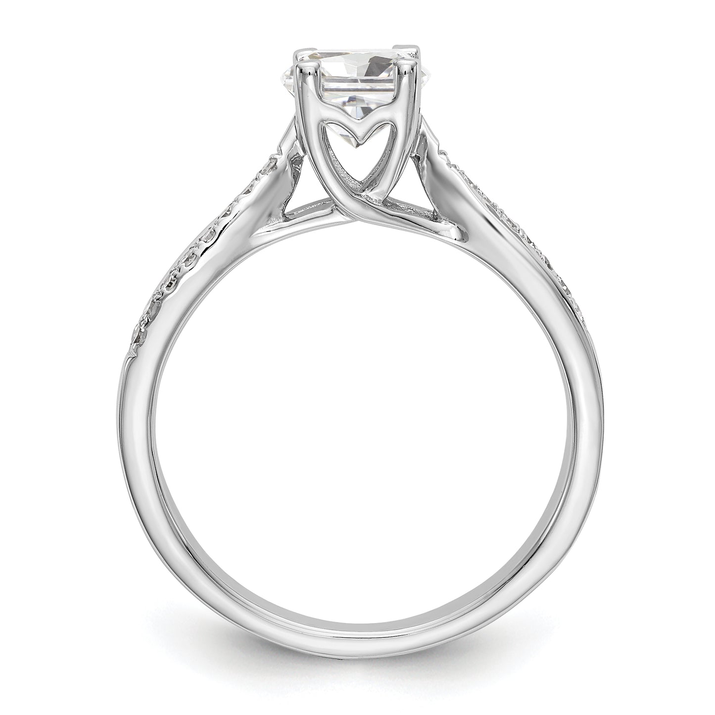 14k White Gold Diamond Princess CZ Criss Cross Engagement Ring