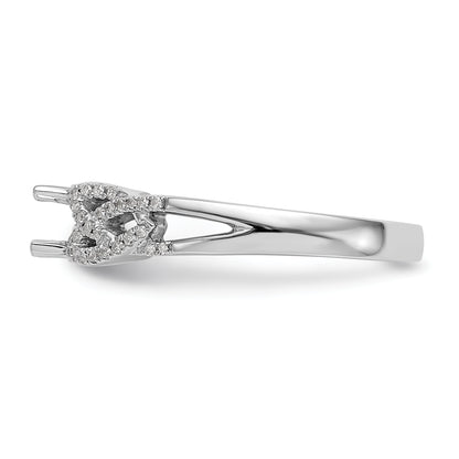 14k White Gold Diamond Round CZ Criss Cross Engagement Ring
